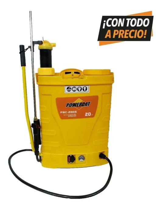 Aspersora Batería Eléctrica Y Manual 20l Pwc20 Powercat F023 Color Amarillo